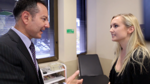 Dr. Marucci and a patient during a breast enhancement consultation
